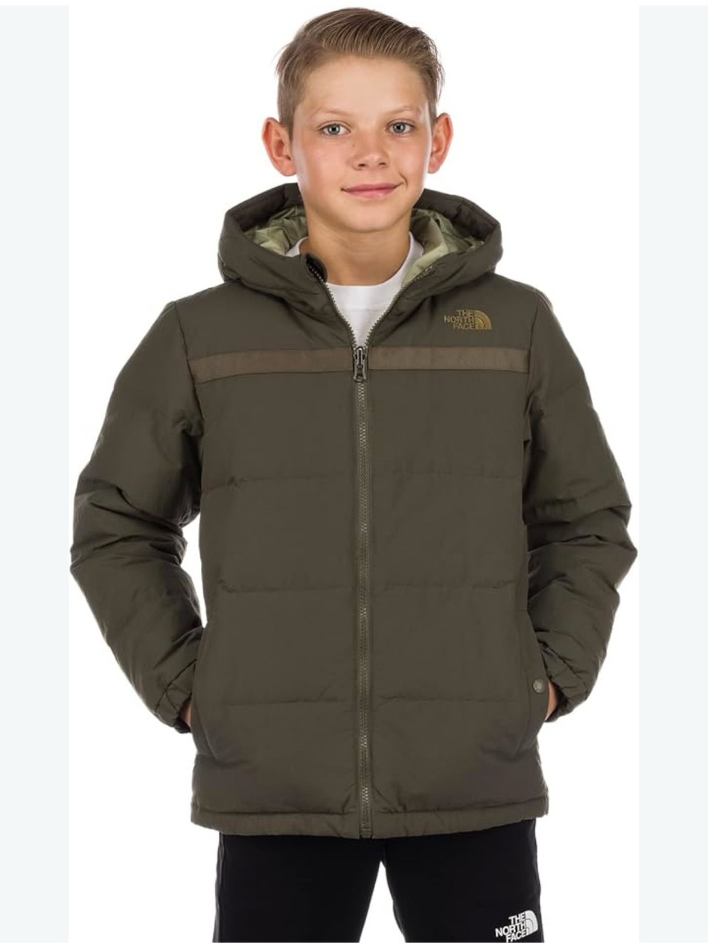 The North Face Boys' Olive Green Hooded Puffer Jacket